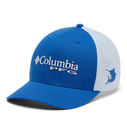Columbia PFG Logo Mesh Ball Cap Tapa Unisex Adulto - CH - Logotipo apilado de color azul vívido - Pfg