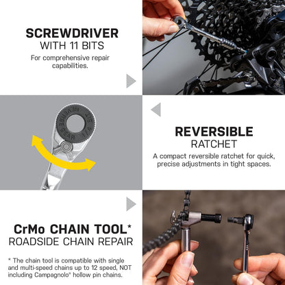 Topeak Ratchet Rocket Lite NTX+, herramienta de carraca y brocas, con broca de torsión ajustable de 2-6 Nm y cabeza de herramienta de cadena, herramienta de bicicleta de 19 funciones