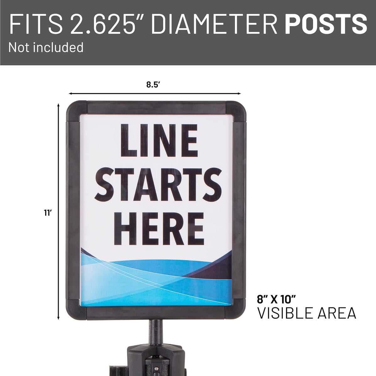 US Weight Plastic Stanchion Sign Holder with Plexiglass Covers for USW ChainBoss and Sentry Stanchions
