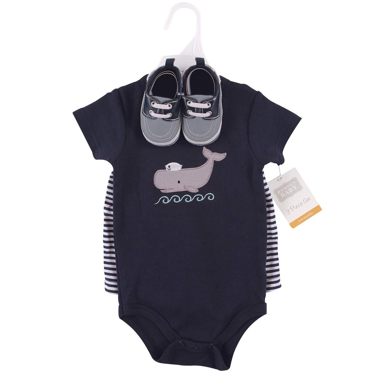 Hudson Baby Conjunto de Body de algodón, Pantalones y Zapatos, 9-12 Meses