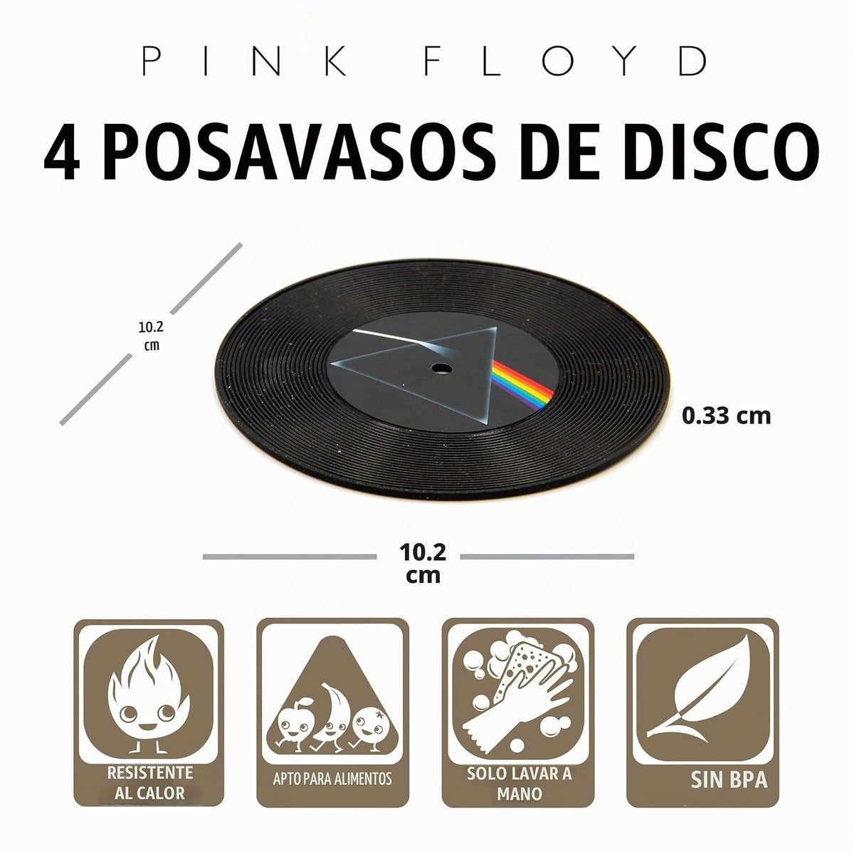 Aquarius SP1005 Pink Floyd Posavasos de vinilo, mediano, multicolor
