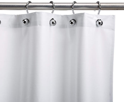 CSI Bathware - Cortina de ducha de vinilo resistente (42 pulgadas de ancho x 74 pulgadas de largo, color blanco