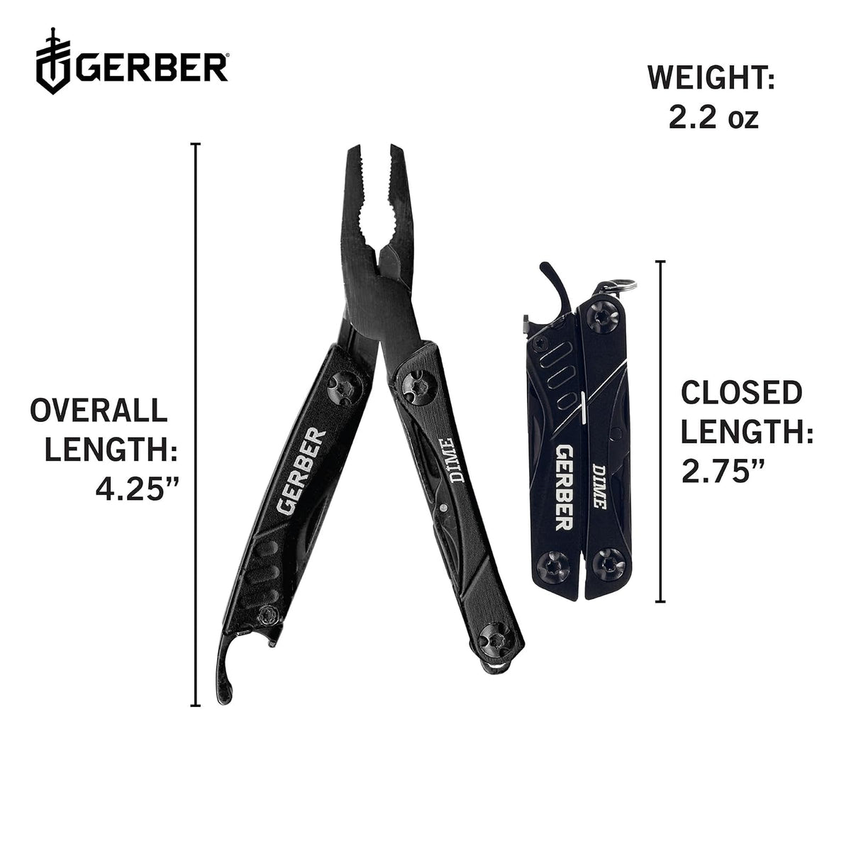 Gerber Dime multiherramienta, color morado [31 – 002937] | Verde, 10 herramientas integradas, compacto, resistente
