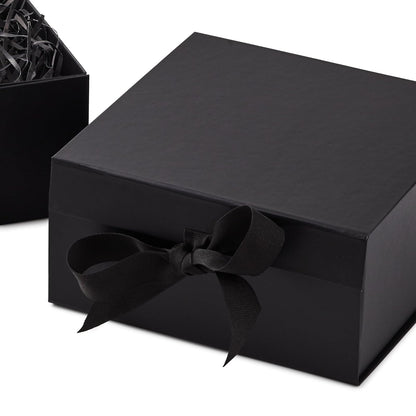 Hallmark - Cajas de regalo medianas con lazo y relleno de papel triturado, paquete de 2 (caja negra de 8 pulgadas) para bodas, graduaciones, cumpleaños, día del padre, regalos para padrinos de boda,