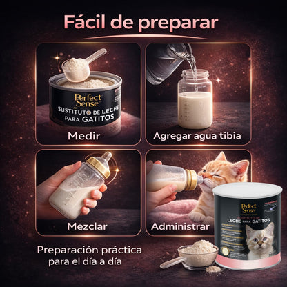 Perfect Sense Sustituto de Leche para Gatitos 360 g con Prebióticos, Probióticos, Enzimas Digestivas y DHA de Origen Marino