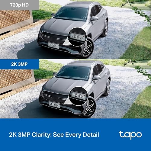 Tapo - Cámara de Seguridad para Interiores y Exteriores, 2K de 3 megapíxeles, detección de gritos y Seguimiento de Movimiento, visión de 360°, visión Nocturna en Color, Almacenamiento SD/Nube