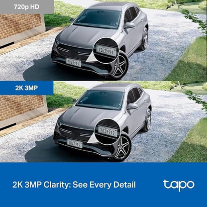 Tapo - Cámara de Seguridad para Interiores y Exteriores, 2K de 3 megapíxeles, detección de gritos y Seguimiento de Movimiento, visión de 360°, visión Nocturna en Color, Almacenamiento SD/Nube