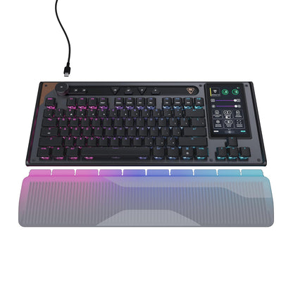 Turtle Beach Command Series KB7 TKL Teclado para Juegos con Cable, visualización táctil de 4.3 Pulgadas, interruptores de Efecto de Sala de Perfil bajo Titán, Teclas PBT de Doble Disparo, sondeo