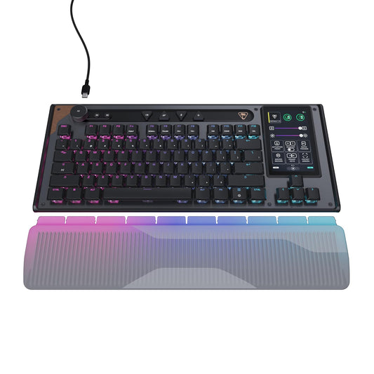 Turtle Beach Command Series KB7 TKL Teclado para Juegos con Cable, visualización táctil de 4.3 Pulgadas, interruptores de Efecto de Sala de Perfil bajo Titán, Teclas PBT de Doble Disparo, sondeo