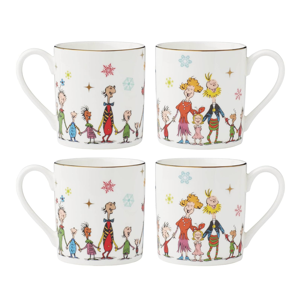 Lenox 895054 Merry Grinchmas - Juego de 4 tazas de Navidad de 14 onzas, vasos de Navidad