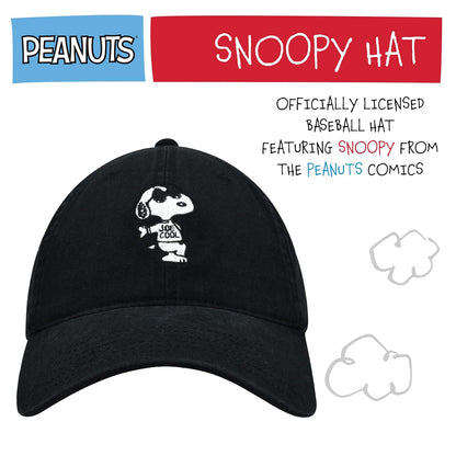 Concept One Peanuts Snoopy Dad Hat, Adult Adjustable Baseball Cap with Curved Brim