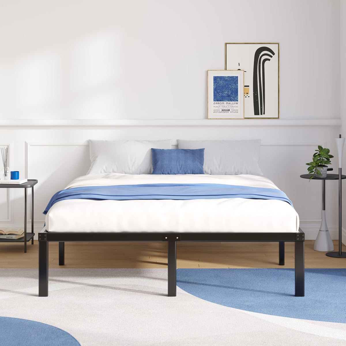 Avenco - Marco de Cama con Plataforma de Metal, tamaño King, 14 Pulgadas, diseño silencioso sin Ruido, Soporte de Acero Resistente, Almacenamiento Debajo de la Cama, fácil Montaje, no Necesita somier
