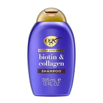 OGX, Shampoo Volumen y Fuerza Extra de Biotina y Colágeno, 385 ml
