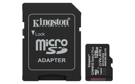 Kingston Tarjeta De Memoria MicroSD, Canvas Select Plus Gen3, Capacidad: 128GB, Clase 10, UHS-I, U1, V10, A1 Lectura: 150MB/s, SKU: SDCS3/128GB