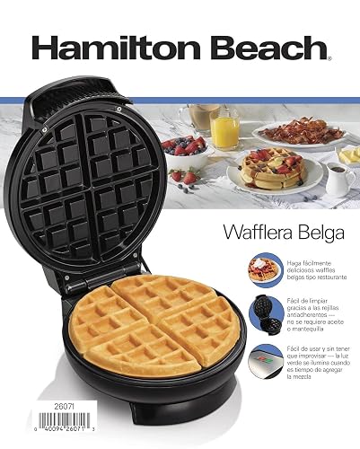 Hamilton Beach 26071 Wafflera Eléctrica Modelo Belga, Chica, Negro