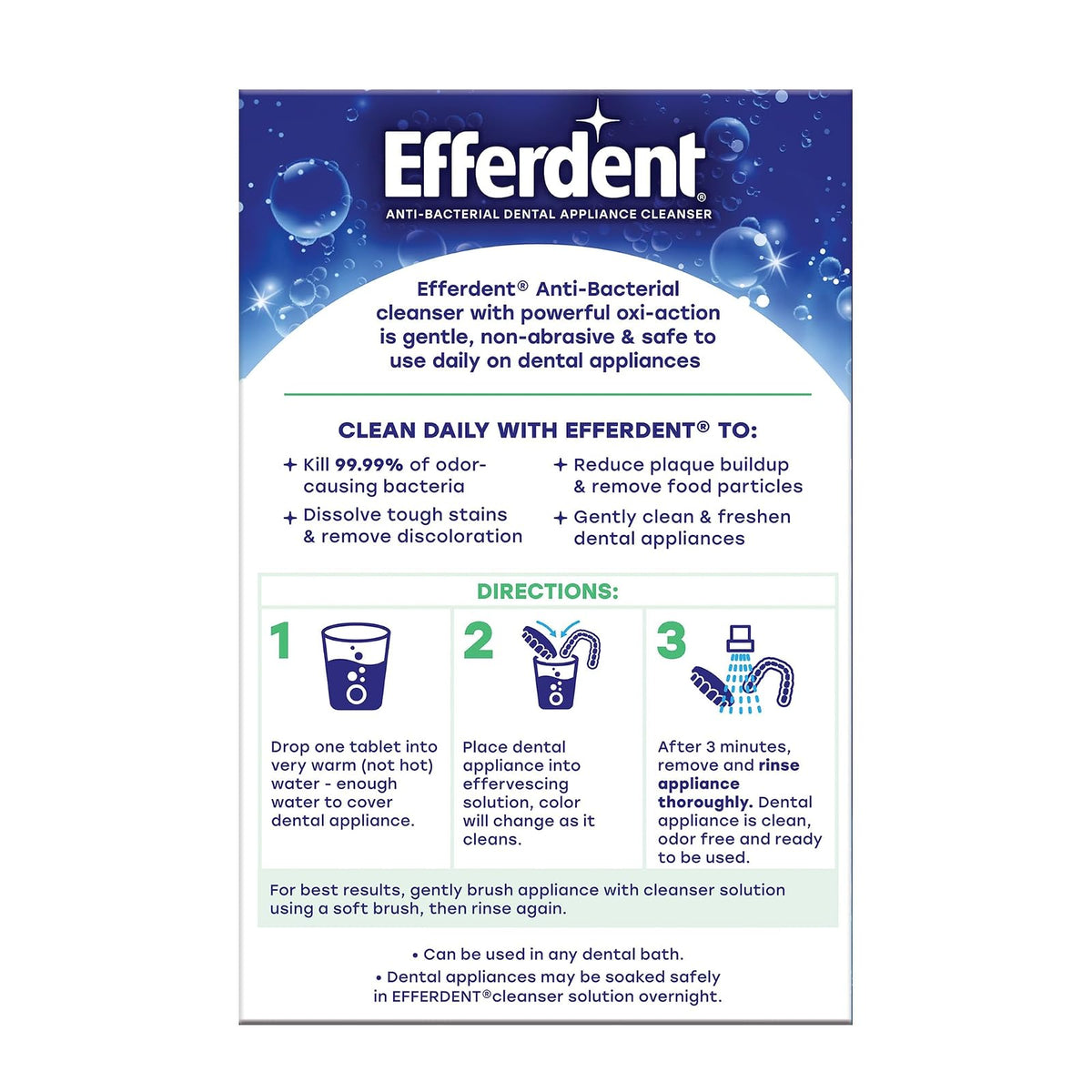 Efferdent Plus Mint Anti-Bacterial Denture Cleanser Tablets, 126 Count