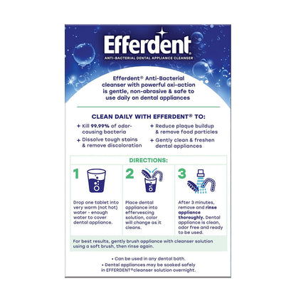 Efferdent Plus Mint Anti-Bacterial Denture Cleanser Tablets, 126 Count