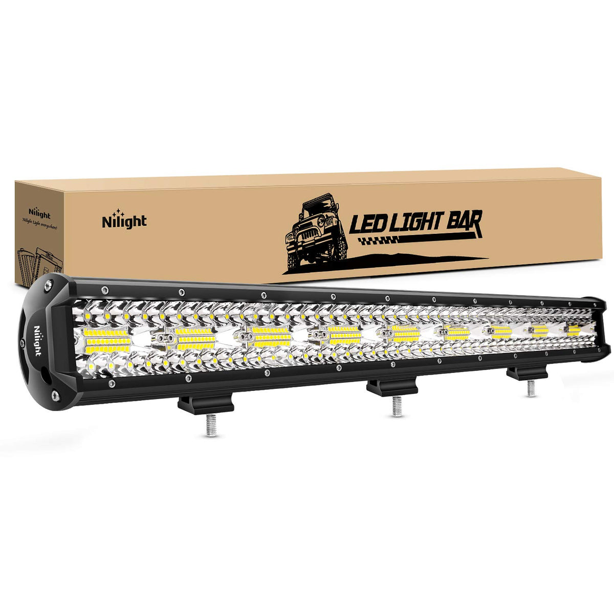 Nilight Barra de Luz LED de 4 Filas, Combo Spot y Flood, para Todoterreno - 26Inch Triple Row light bar