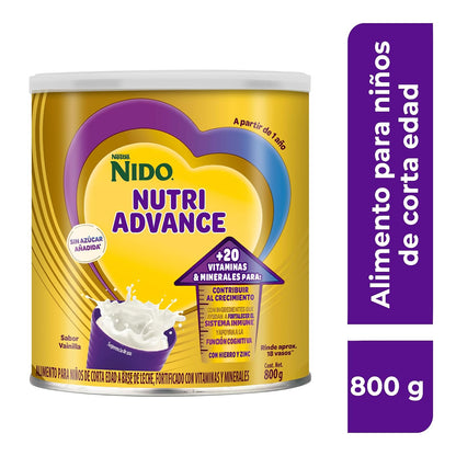 NIDO Nutri Advance Alimento Para Niños Sabor Vainilla Lata de 800 g