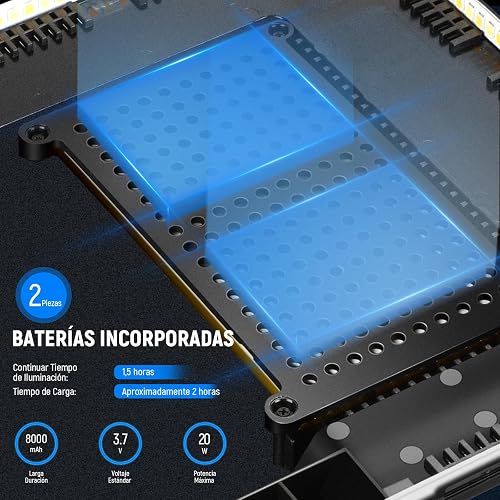 NEEWER NL-192AI Kit 2 Paneles LED de Video 13" con Trípodes | Bi Color, Regulables, Batería 4000mAh, 3200K-5600K, CRI97+, USB, para Estudio, Streaming y YouTube, Negro