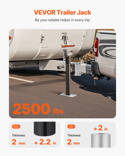 VEVOR Gato de Remolque, Capacidad de Carga dinámica de 2500 LB, Gato de Remolque Giratorio atornillable de Alta Resistencia con Mango ergonómico, Recorrido Vertical de 15 Pulgadas