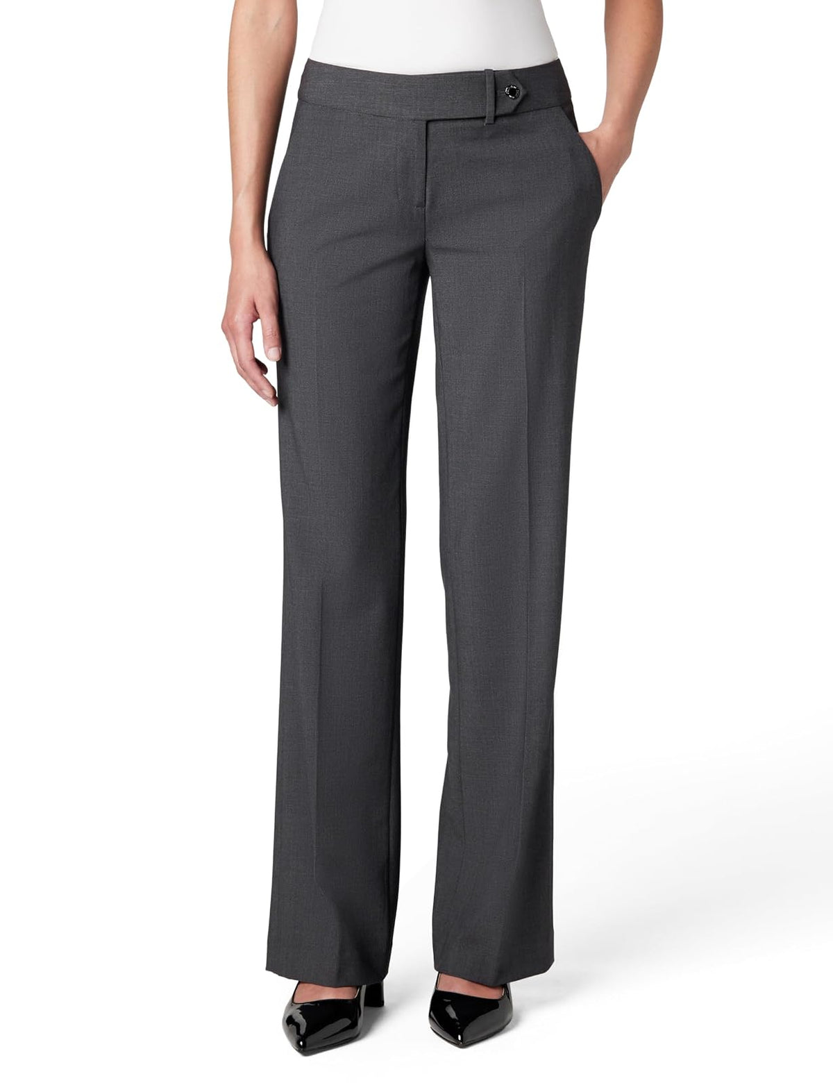 Calvin Klein Pantalón de Traje Pierna Recta para Mujer, Ajuste Clásico - Carbón vegetal - 14