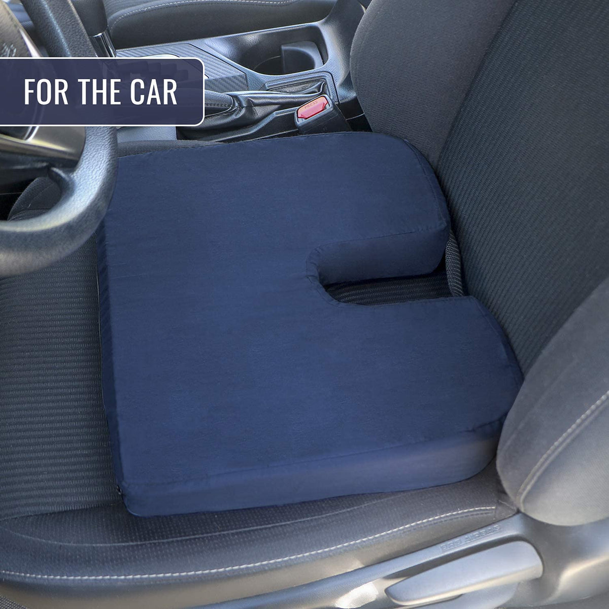 Duro-Med Foam Seat Cushion for Coccyx Support and Better Posture, Navy