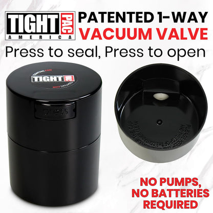 Tightvac – 14 g a 85 g hermético, multiusos, Sello de vacío, contenedor de almacenamiento portátil para artículos secos, comida, y hierbas, Negro sólido, .29-Liter/9-Fluid Ounce, 1