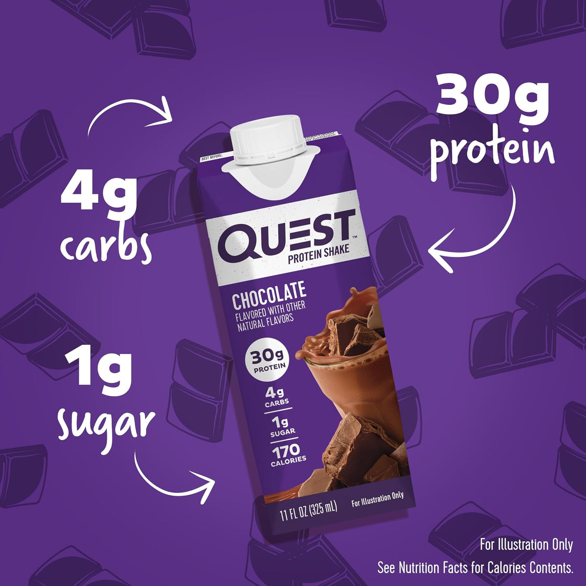 Quest Nutrition Suplemento alimenticio Quest Shake De Proteína Sabor Chocolate - 12 Piezas