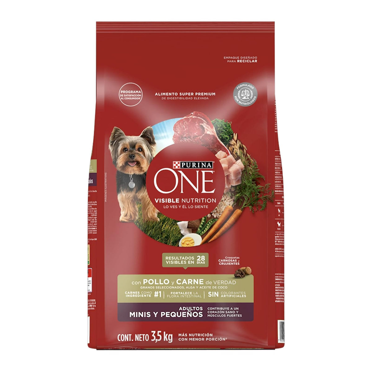 Purina One Adulto Raza Minis y Pequeños Sabor Pollo y Carne 3.5Kg