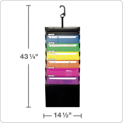 Archivero Pendaflex Expandible Portátil, Carta, Interiores Color, 6 Divisiones, Gancho Para Colgar, Broche, Polipropileno, Pieza, Color Negro, Paquete de 1 (52891)