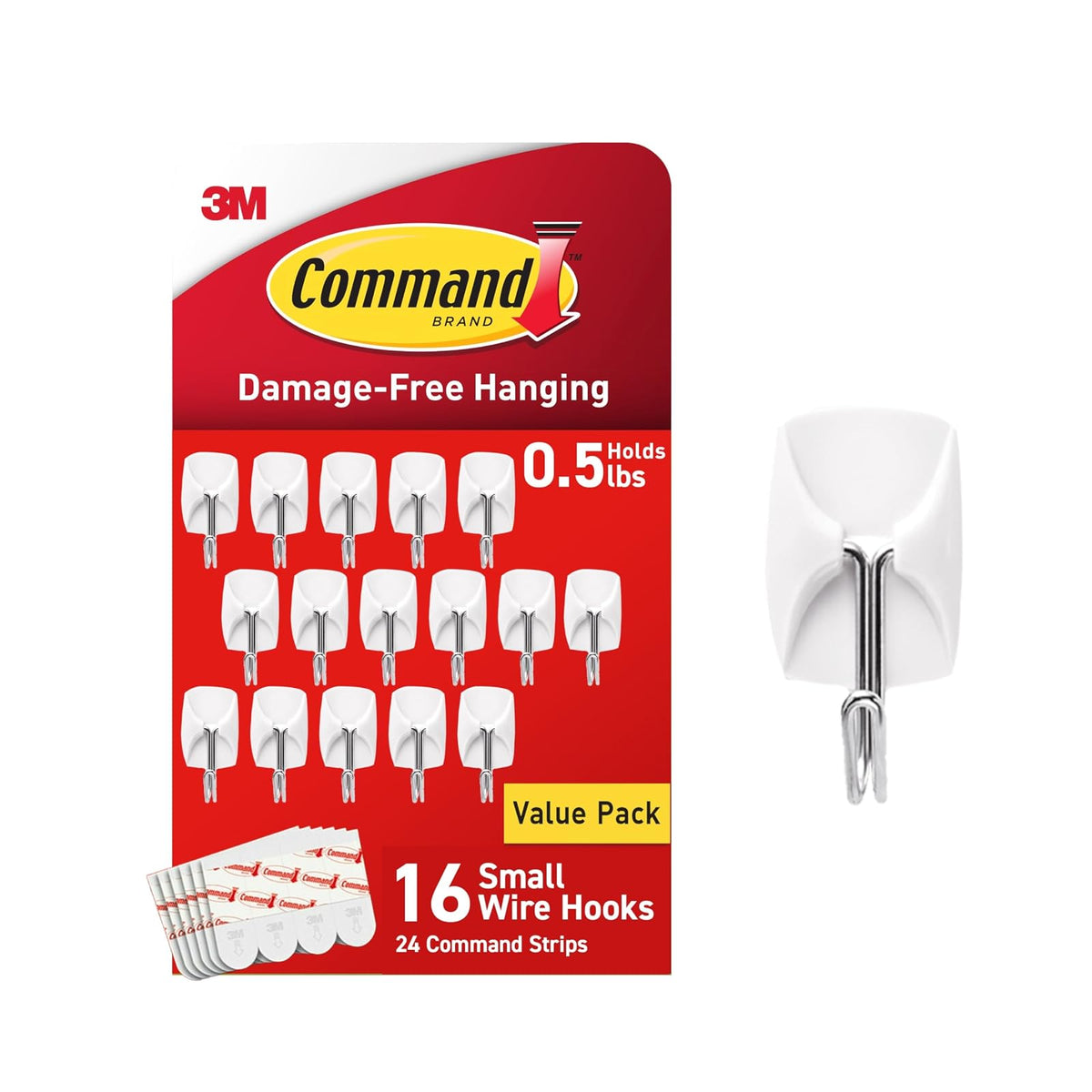 3M Command Ganchos Adhesivos Transparentes para Pared - 16 ganchos - Blanco