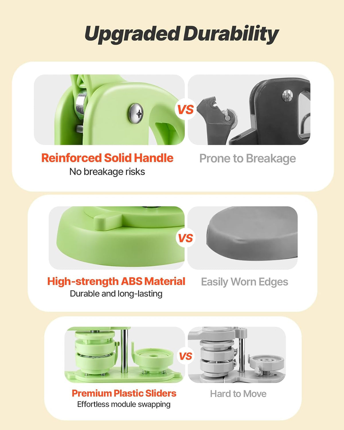VEVOR Máquina para Hacer Insignias de 58 mm, Máquina para Fabricar Chapas 100 Juegos de Botones, Mango Ergonómico Reforzado, para Crear Insignias, Pines Personalizados, Llaveros, Chapas, Verde