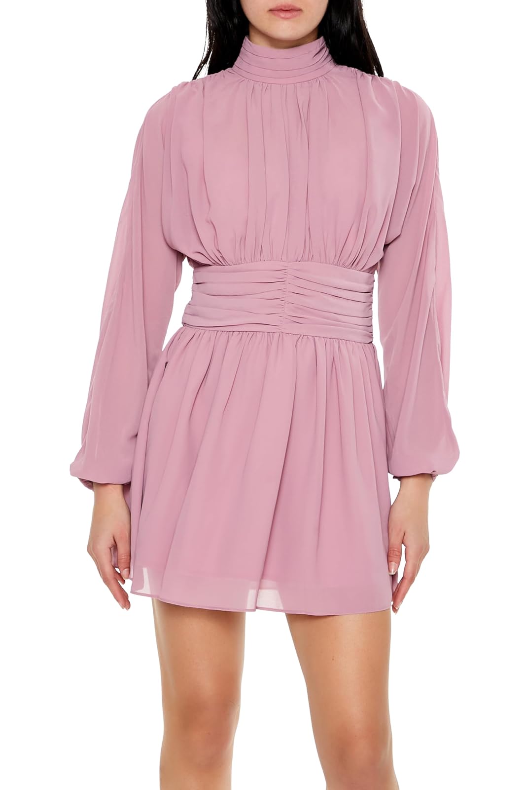 Forever 21 Chiffon Peasant-Sleeve Mini Dress Vestido Mujer