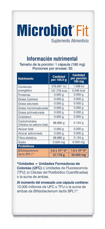 Microbiot Fit 30 Caps, Bifidobacterium Lactis Bpl-1 | Bifidobacterium Lactis Bpl-1