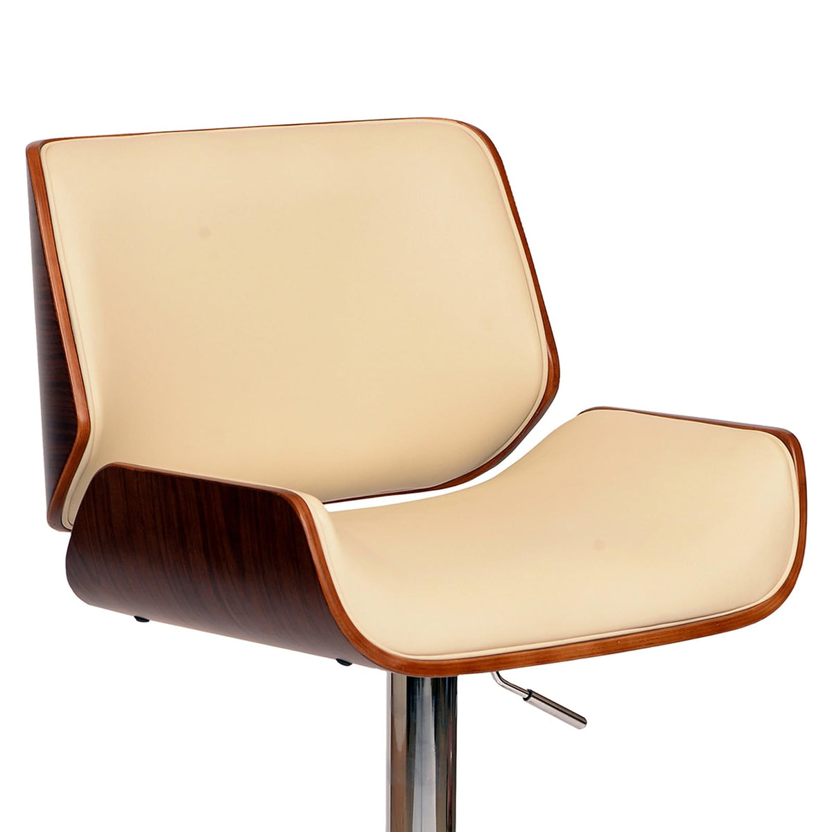 Armen Living London - Taburete de Bar Giratorio de Piel sintético Moderno de Mediados de Siglo, para mostrador de Isla de Cocina, Altura de Asiento Ajustable de 24 a 33 Pulgadas, Color Crema