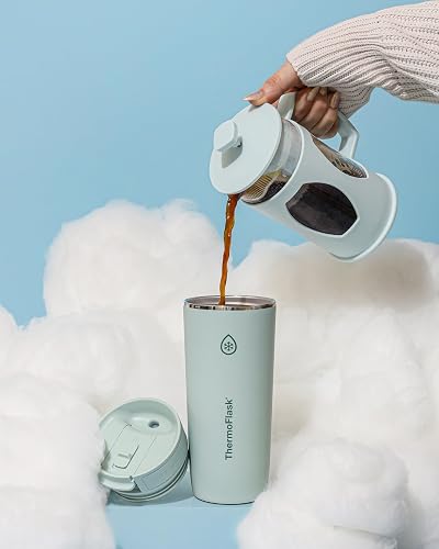 Thermoflask - Vaso de café de viaje con tapa Sip-N-Lok, acero inoxidable, taza aislada para café, té y más, diseño a prueba de fugas y apto para lavaplatos, 16 onzas, verde salvia
