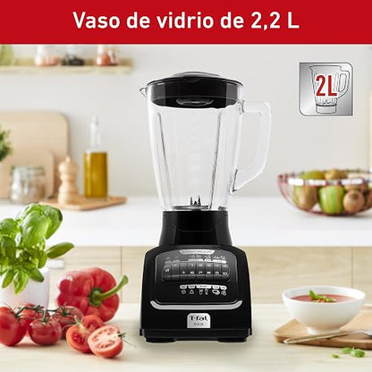 T-FAL Licuadora Infiny Force XL 10 velocidades negra | Tritura todo sin dejar trozos, 6 cuchillas de acero inoxidable, 3 veces más eficiente. Capacidad de 2.2 L, 550W. LN8208MX