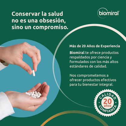 Biomiral D-Gelac+FS Probioticos y Prebioticos, 60 Capsulas | Clorofila, Fibra y Lactobacilos, 495 mg, 2 Billones de UFC, Libre de OGM