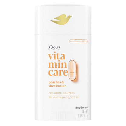 Dove VitaminCare+ Desodorante en Barra sin Aluminio para Mujer 72H - Melocotón - 2.6 Onzas (Paquete de 1)