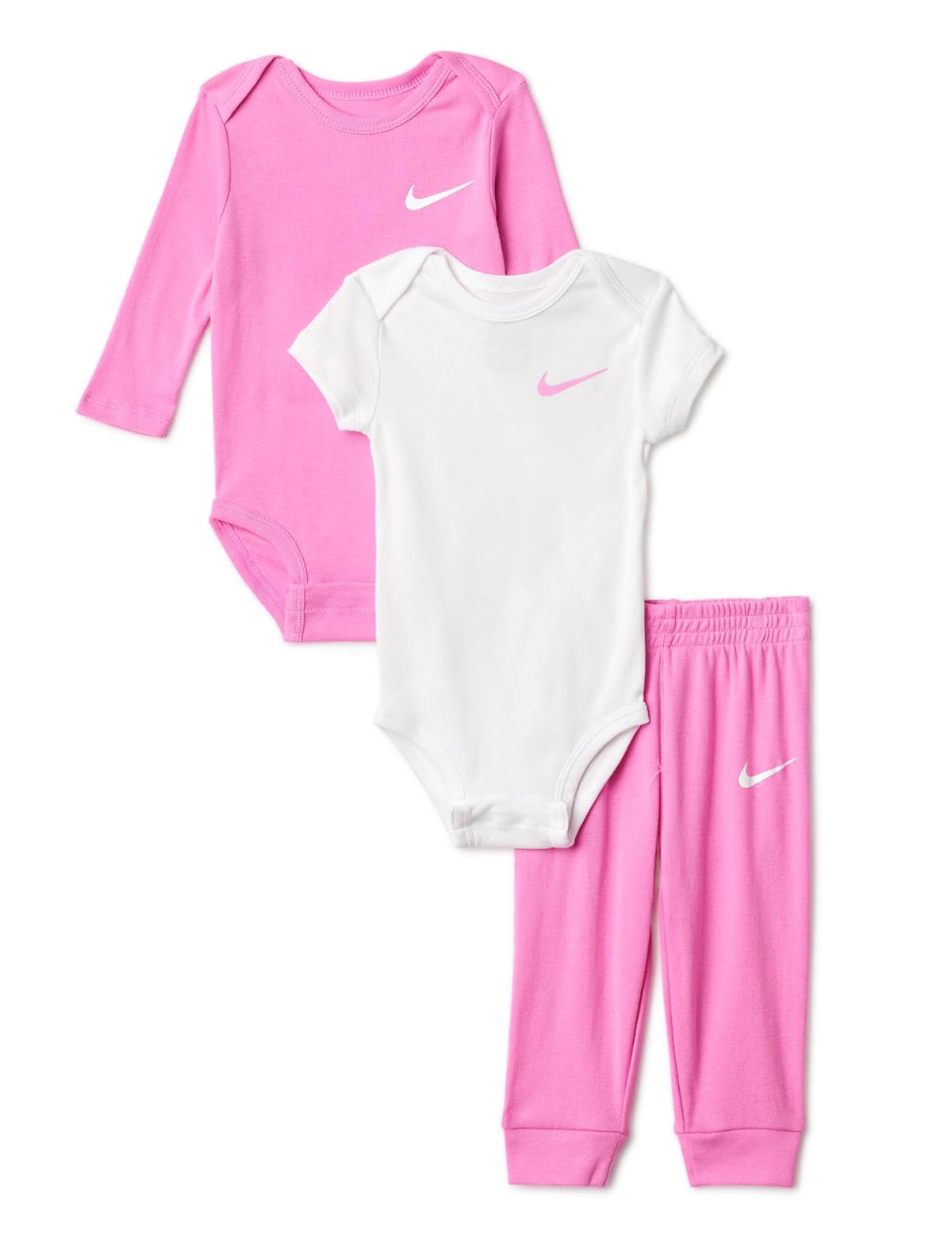 Nike Conjunto de Body y Pantalón para Bebé Unisex, Paquete de 3 - 3M US - rosado, (Playful Pink)