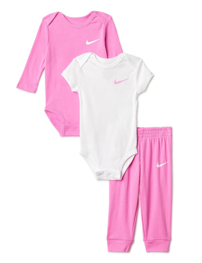 Nike Conjunto de Body y Pantalón para Bebé Unisex, Paquete de 3 - 3M US - rosado, (Playful Pink)