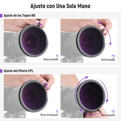 NEEWER 67mm True Colors Filtro ND Variable ND2-ND32 y CPL, 2 en 1 Ajustable Filtro Polarizador Circular y de Densidad Neutra, Marco de Aluminio/Vidrio Óptico HD con Revestimiento Múltiple Accesorios