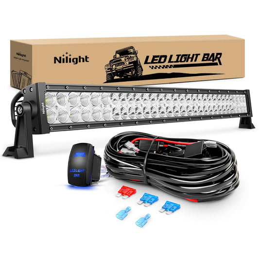 Nilight Barra de Luz LED 32 in 180 W Combo con Interruptor de 5 Pines y Arnés de Cableado, ZH079