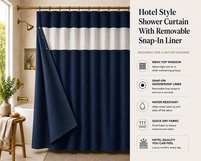 Dainty Home Smart Design - Cortina para regadera, Tela, Azul Marino, 72 Inch x 72 Inch, 1