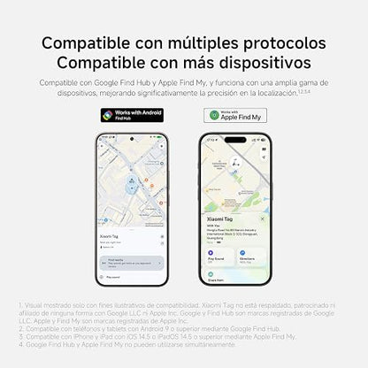 XIAOMI Smart Tag, Compatible con Apple y Google Android, Pack de 4 | 10g, Compatible con Apple Find My y Android Find Hub, batería con más de 1 año de autonomía, Protección de privacidad, IP67
