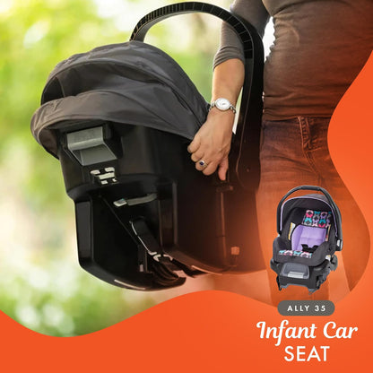 Baby Trend EZ Ride 35 Sistema de Viaje con Carriola y Asiento para Automóvil Infantil para Recién Nacidos de 1.8 a 15.9 kg, Asiento Reclinable Acolchado, Toldo Grande, Sophia