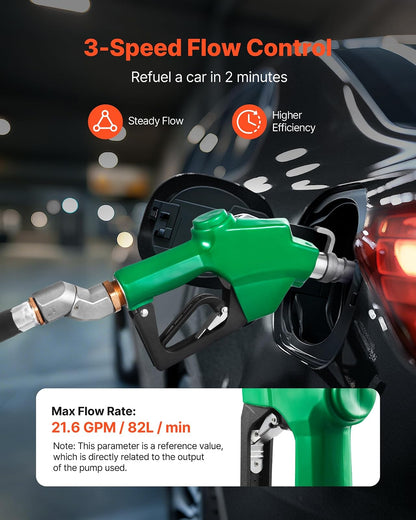VEVOR Boquilla de combustible automática NPT de 1 pulgada, caudal máximo de 21,6 GPM, apagado automático, con bloqueo de gatillo de 3 velocidades y boquilla de 1-3/16 in (diámetro exterior = 30,1 mm)