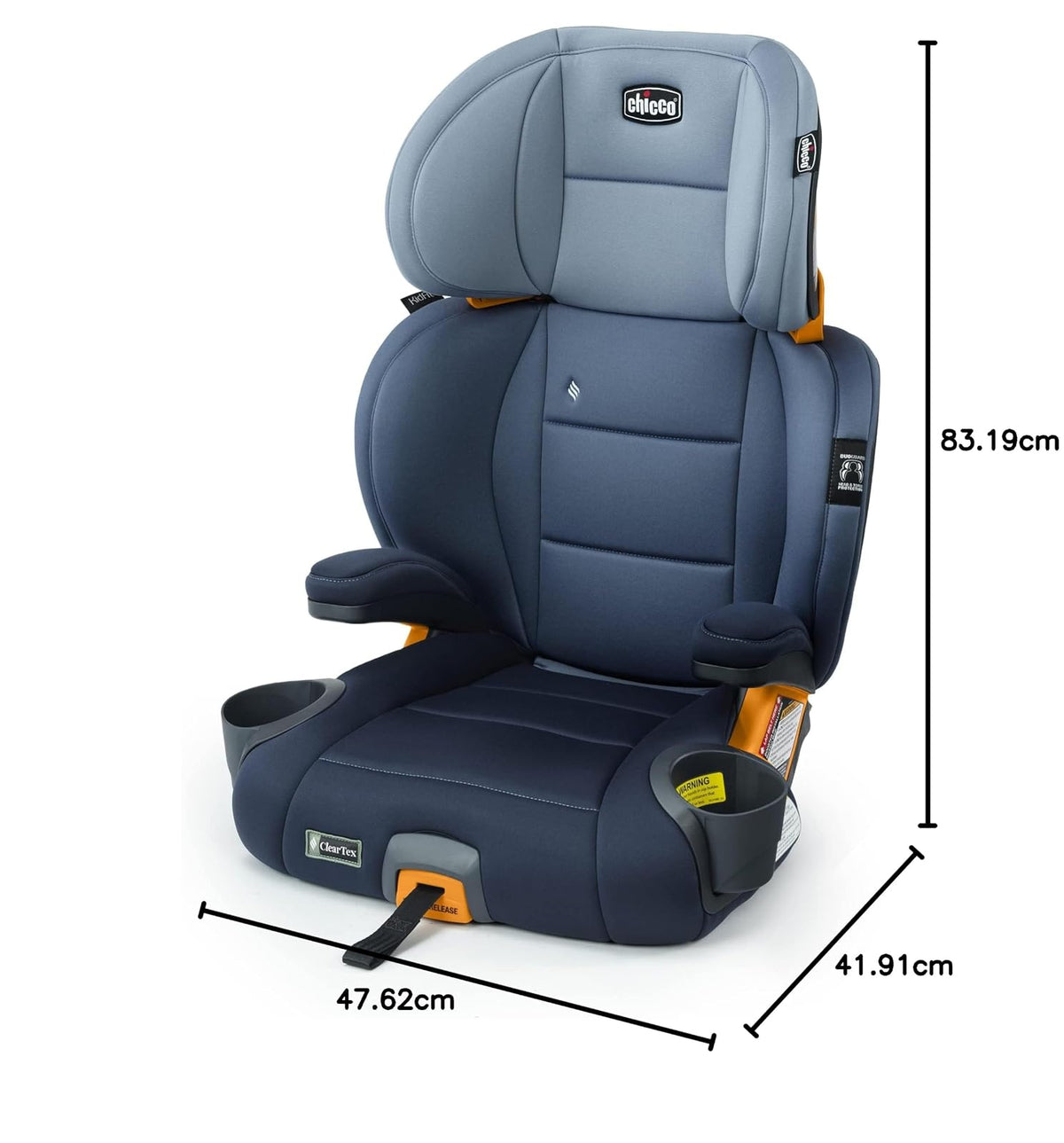 Chicco KidFit® ClearTex® Plus 2 en 1 Asiento elevador de posicionamiento de cinturón, asiento elevador sin respaldo y respaldo alto, para niños de 4 años en adelante y 40-100 libras | Arrecif/Azul