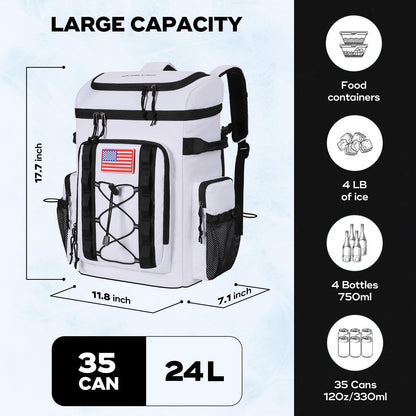 Maelstrom Mochila Refrigerante, Bolsa Térmica Aislante Ligera e Impermeable para 35/50 Latas, Mantiene Calor/Frío hasta 16 Horas, Ideal para Camping y Playa (Hombres y Mujeres)